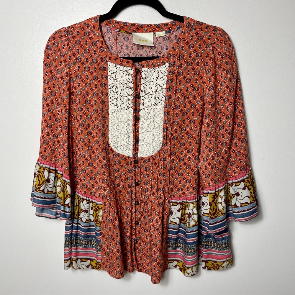 Maeve (Anthro) Hiver Boho Flowy Blouse EUC